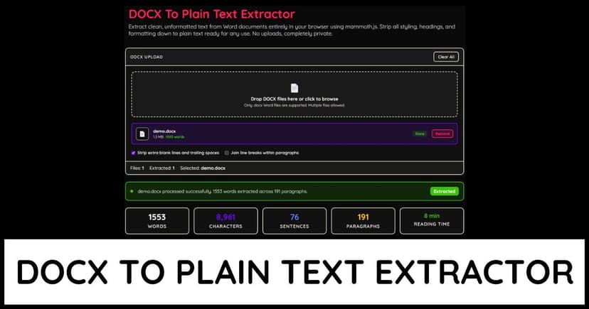 DOCX To Plain Text Extractor