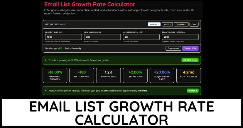 Email List Growth Calculator