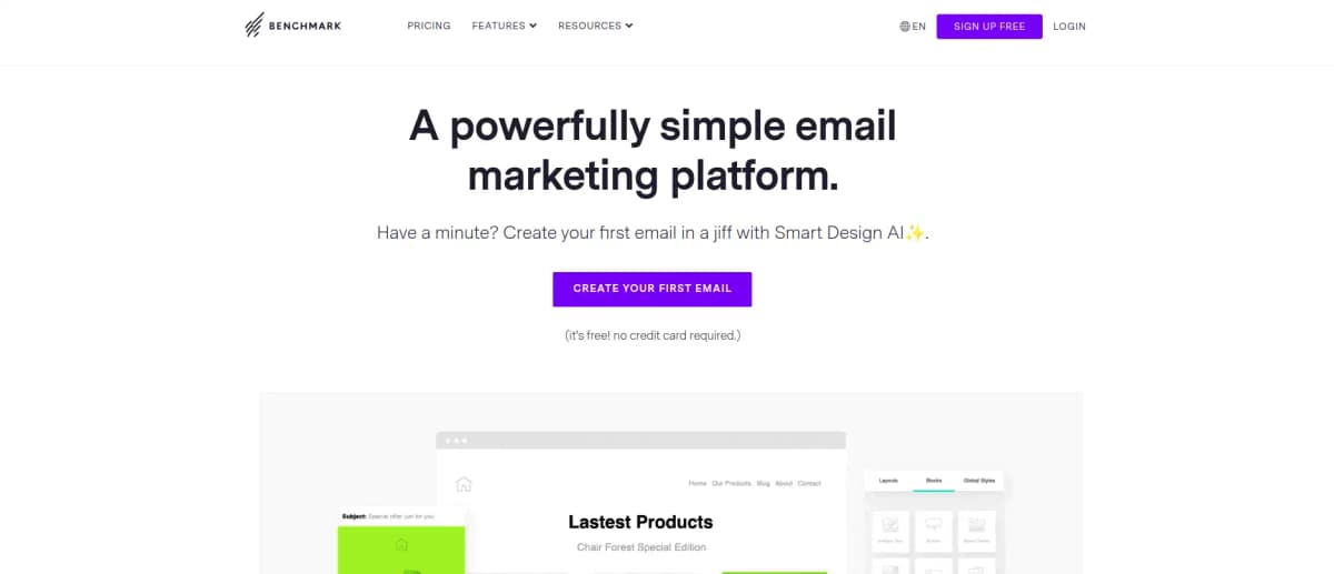 Benchmark Email drag-and-drop email editor