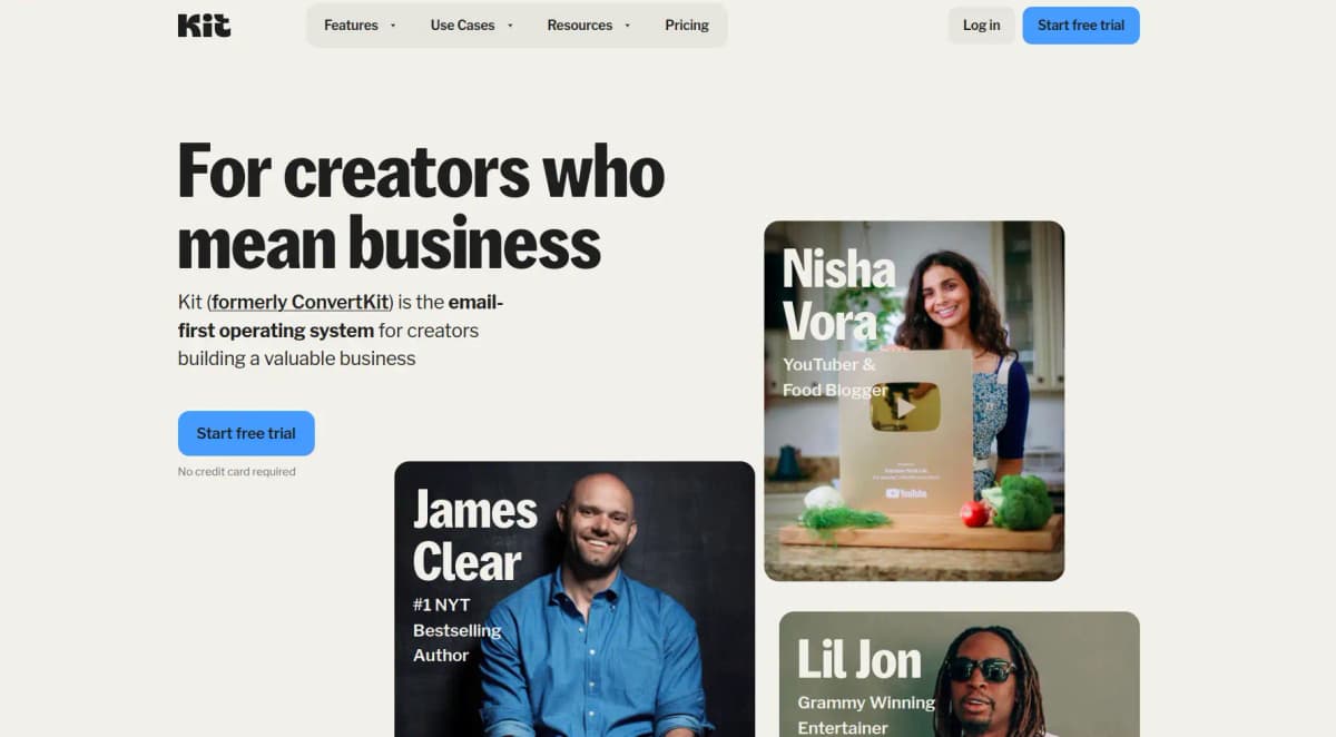 Kit email marketing for creators