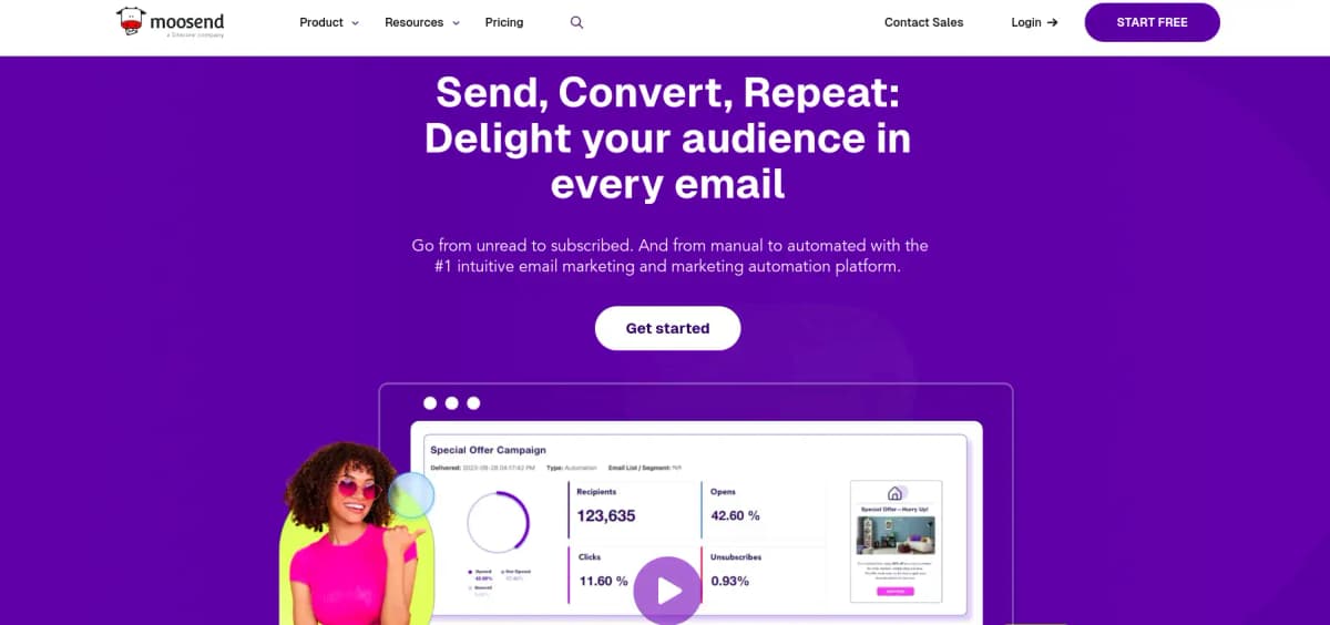 Moosend email marketing with AI recommendations