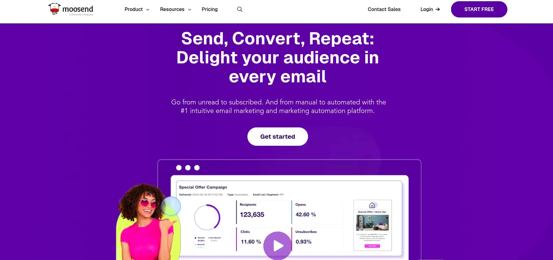 Moosend email marketing with AI recommendations