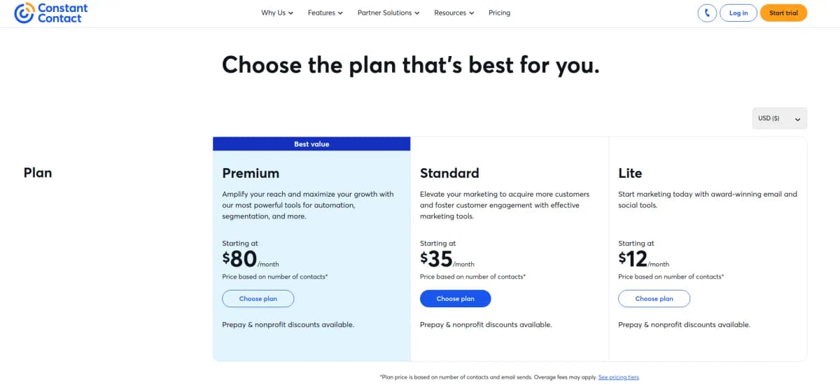 Constant Contact pricing