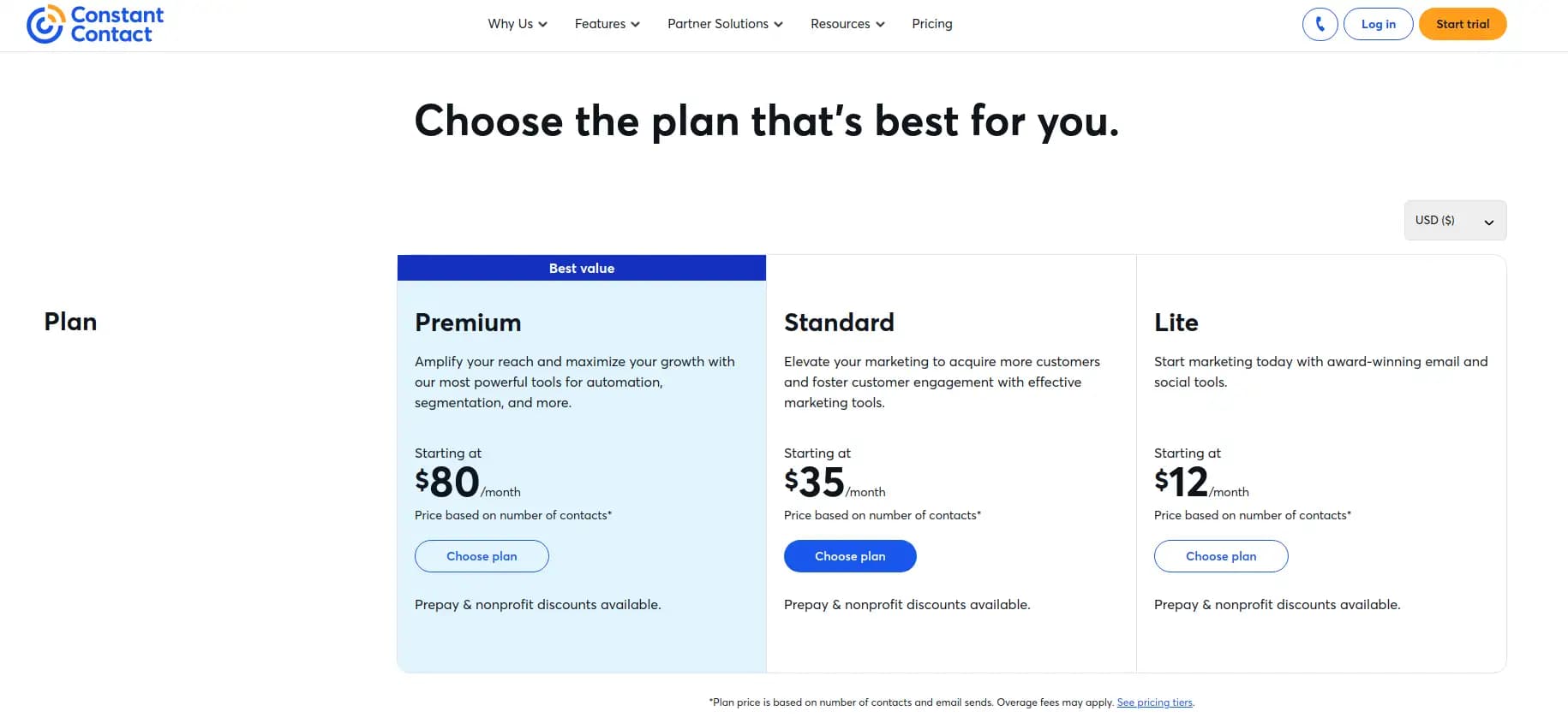 Constant Contact pricing