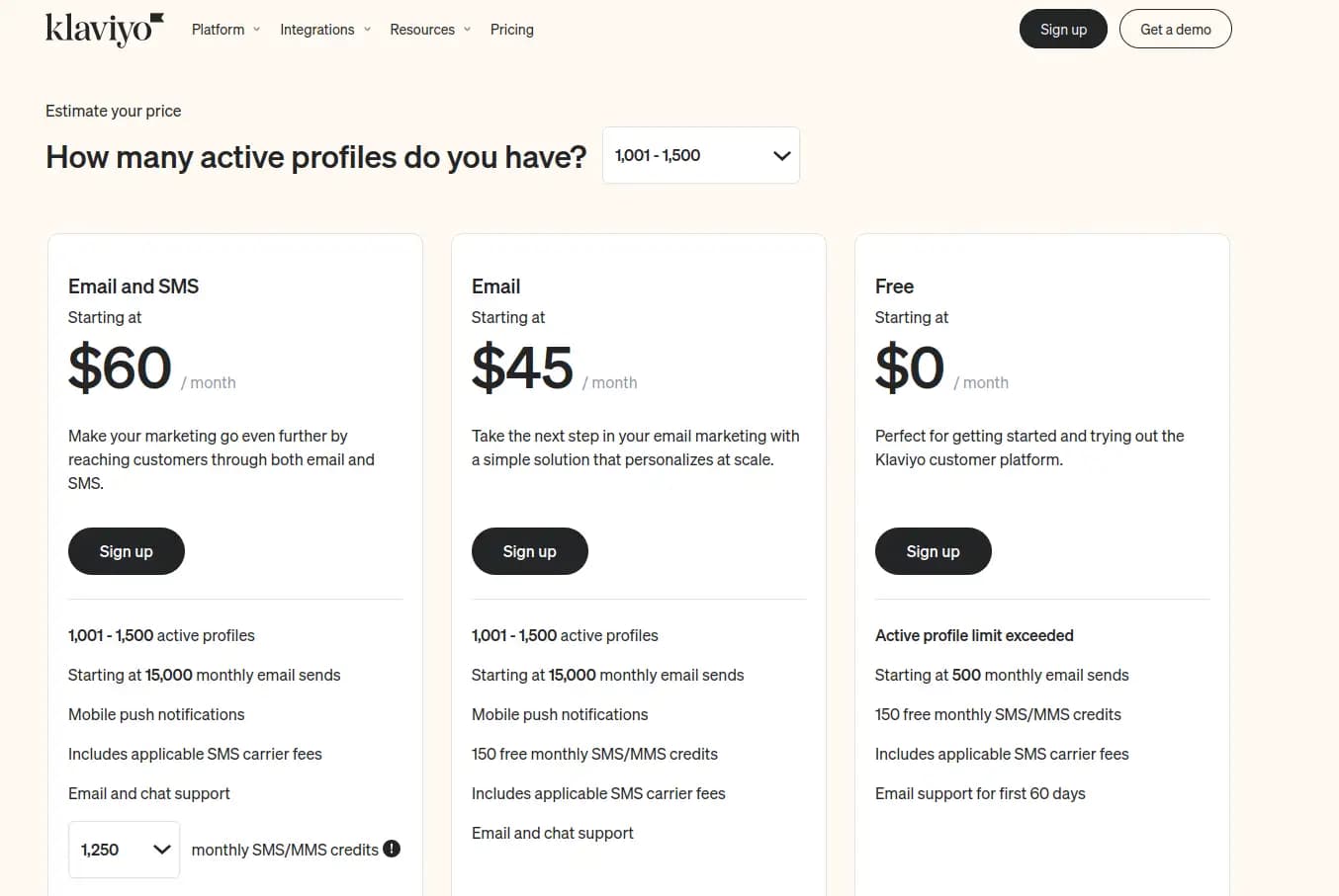 Klaviyo pricing