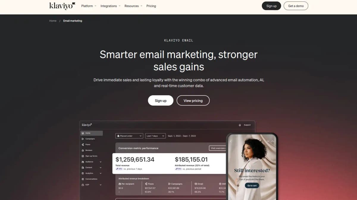 Klaviyo email marketing tool