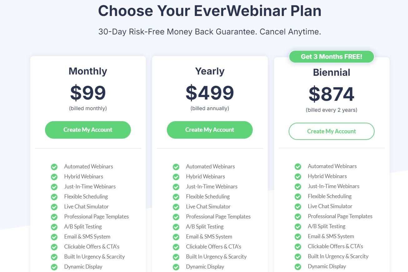 EverWebinar Pricing Plans