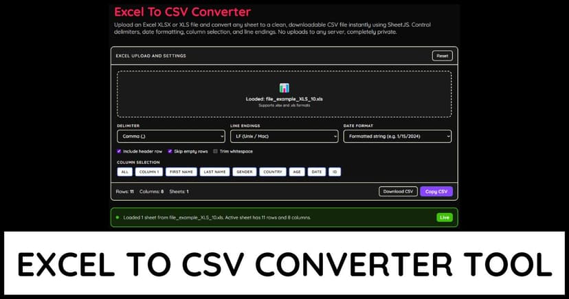 Excel To CSV Converter