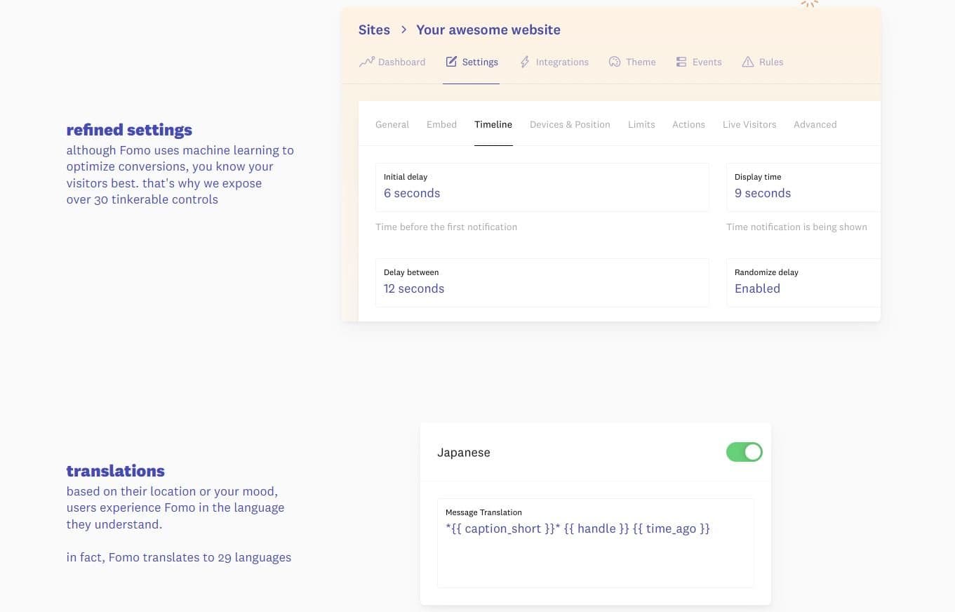 Fomo Translation Features