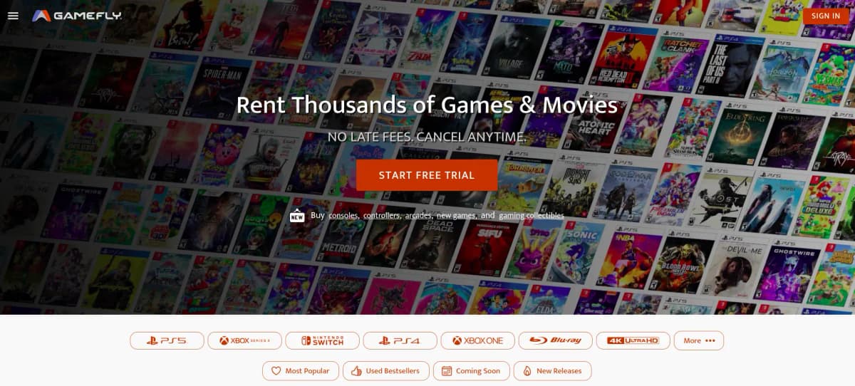 GameFly video game rental subscription service