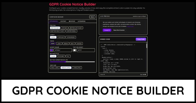 GDPR Cookie Notice Builder