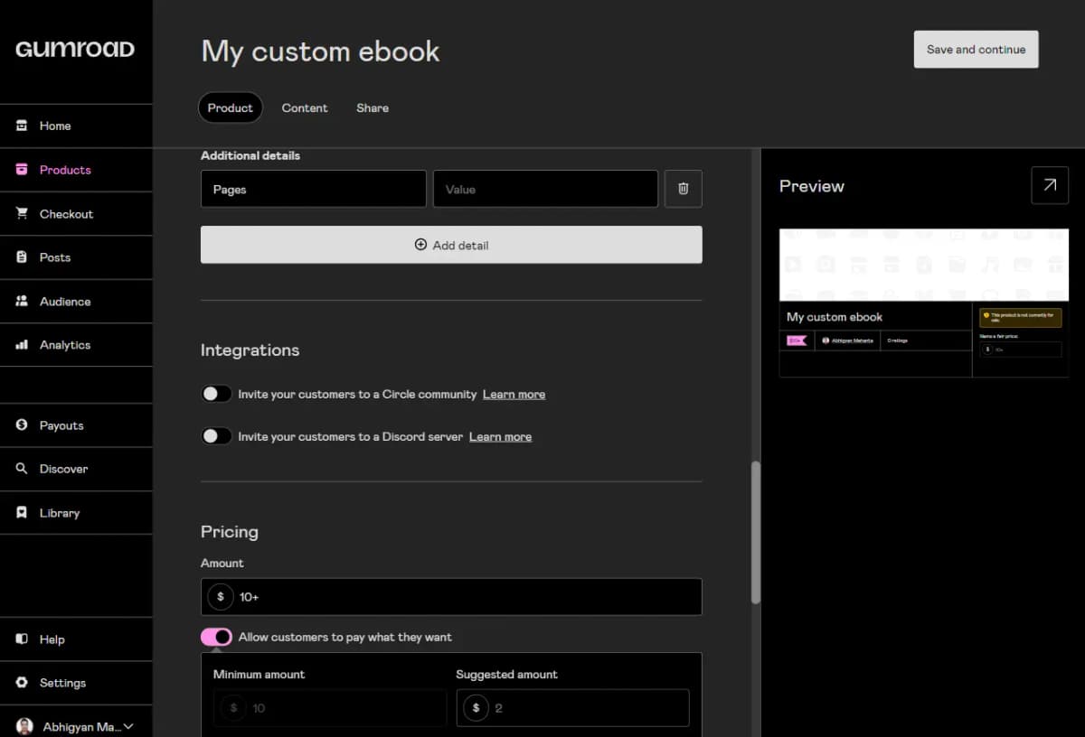 Gumroad Product Integration