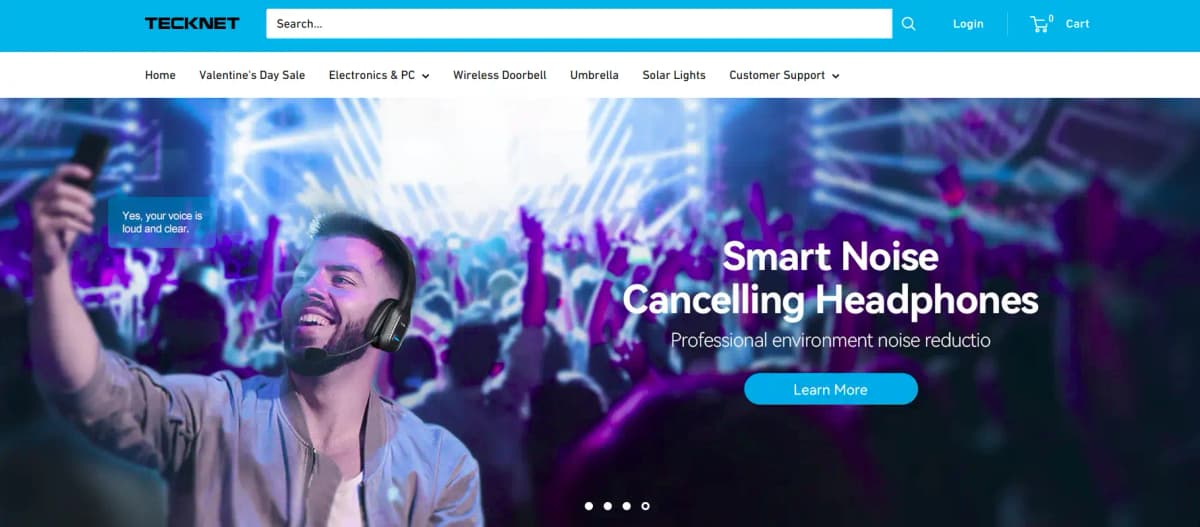 TECKNET headphones and electronics