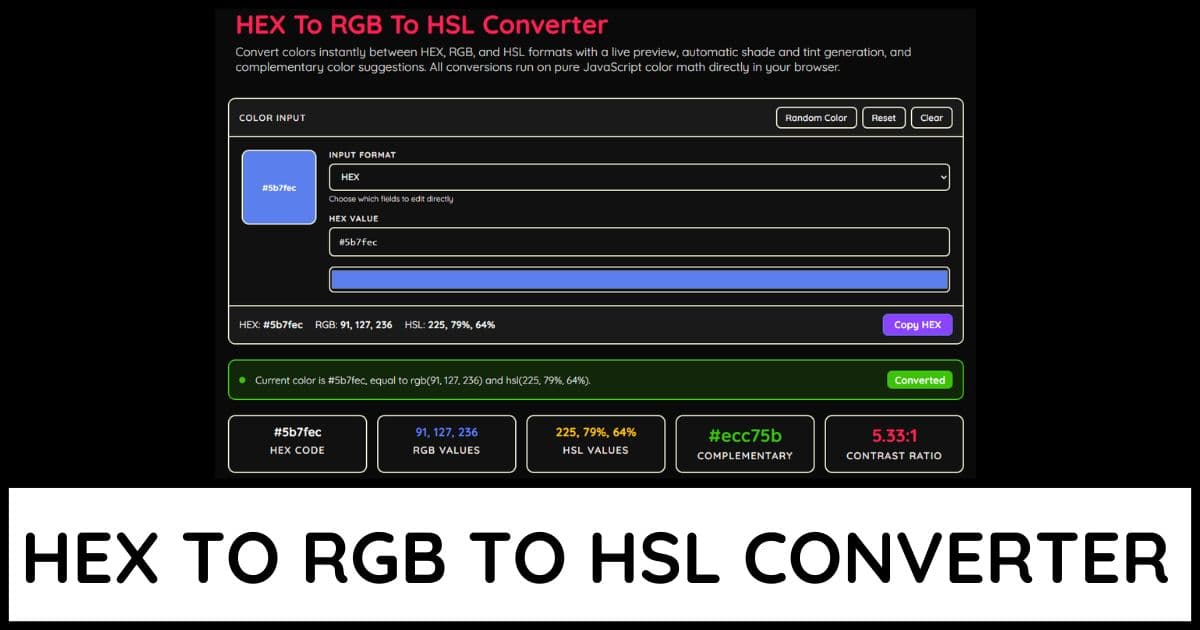 HEX, RGB, HSL Converter