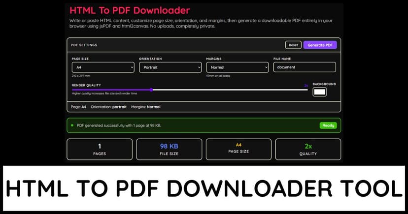 HTML To PDF Downloader