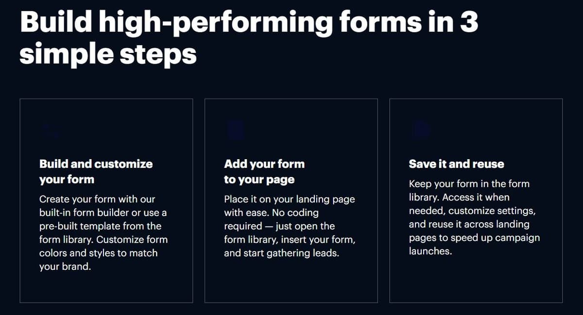 Instapage Form Builder showing lead capture and management capabilities