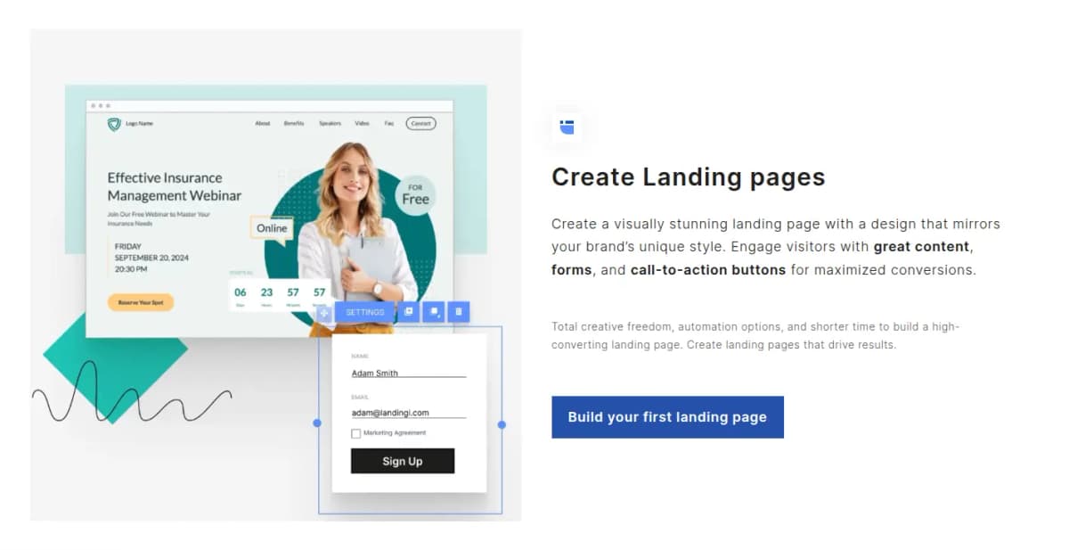 landingi review features builder page