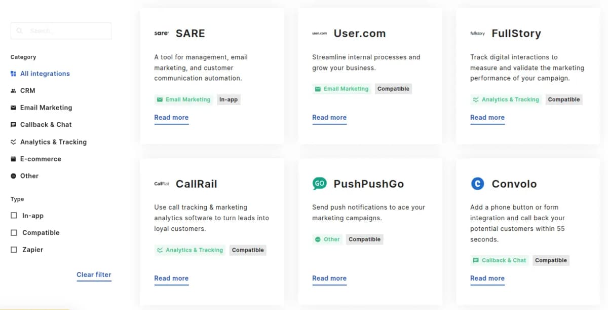 landingi review features integrations