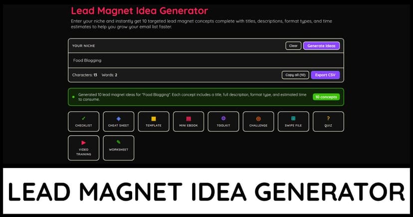 Lead Magnet Idea Generator