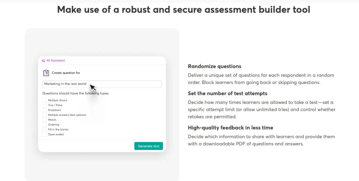 LearnWorlds Assessment Builder