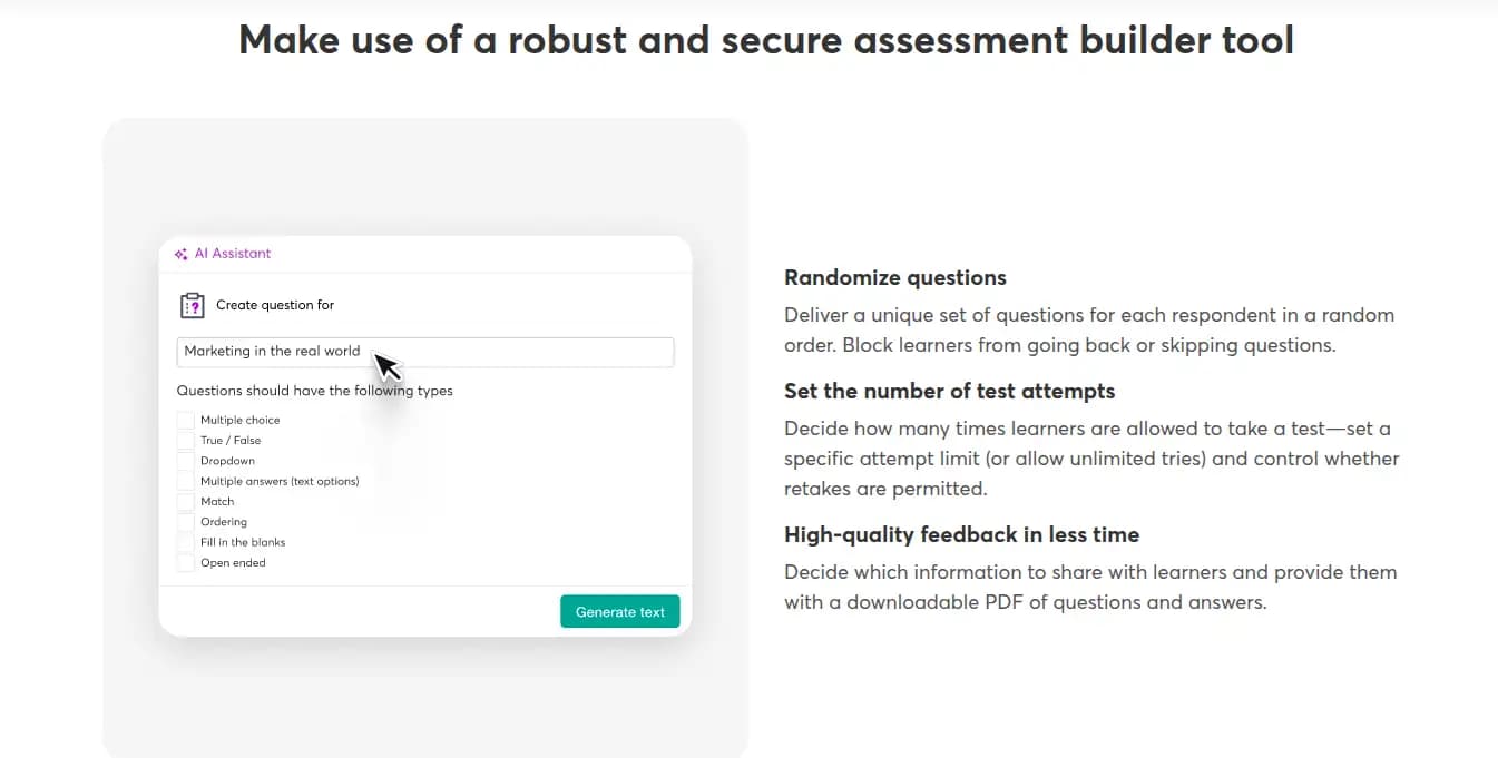 LearnWorlds Assessment Builder