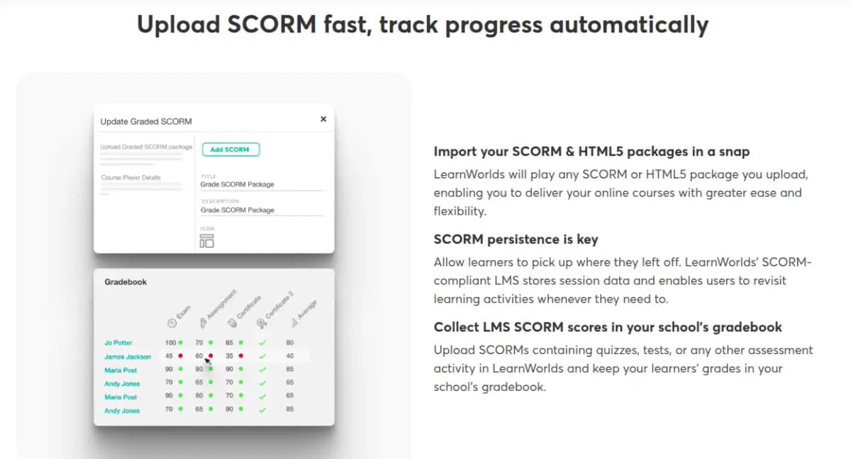 LearnWorlds SCORM Compliance