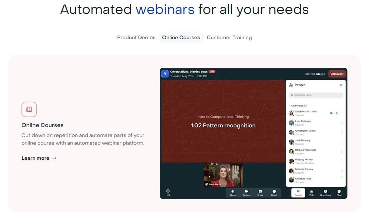 Livestorm Automated Webinars
