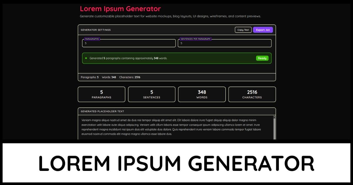 Lorem Ipsum Generator
