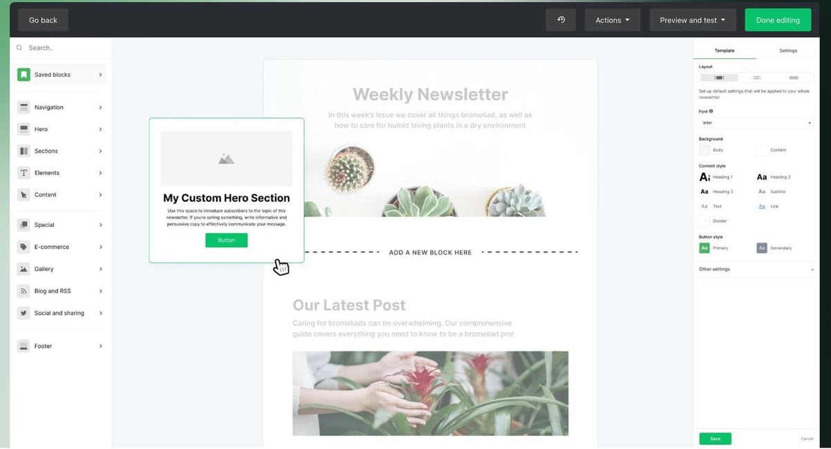 MailerLite Newsletter Editor