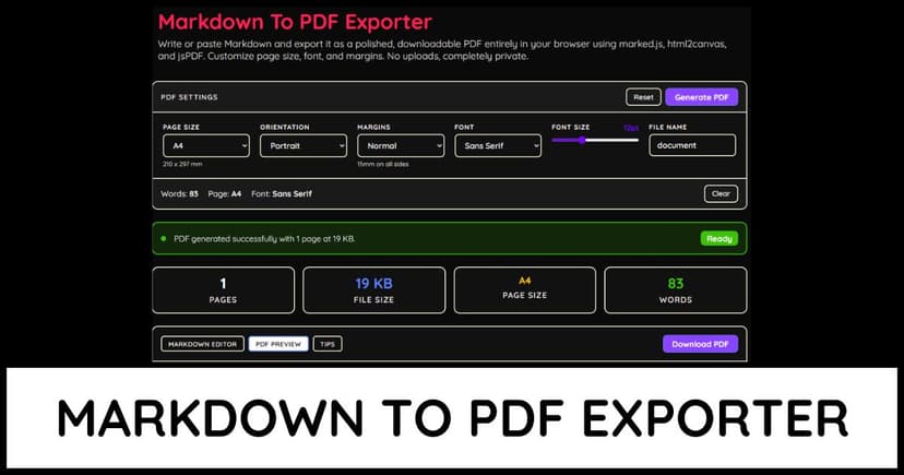 Markdown To PDF Exporter