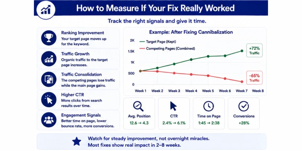 Measuring if keyword cannibalization fixes worked