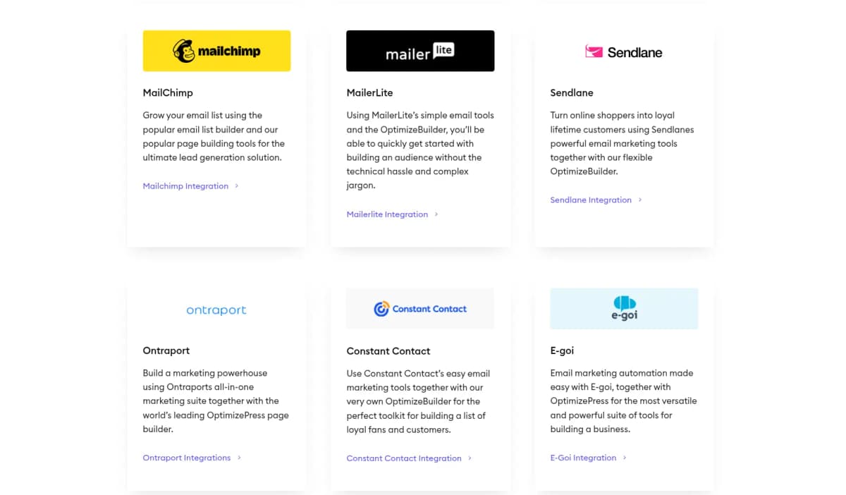 optimizepress review features integrations