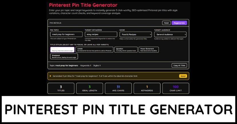 Pinterest Pin Title Generator