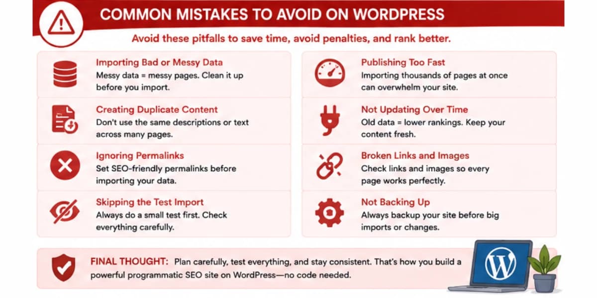 Programmatic SEO with WordPress mistakes