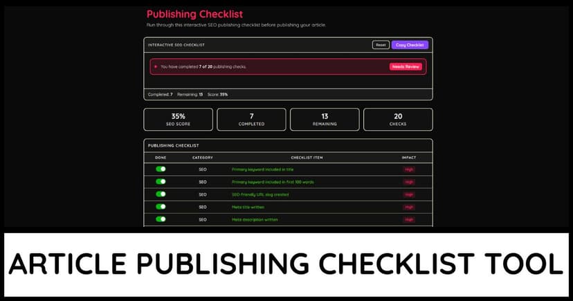 Publishing Checklist