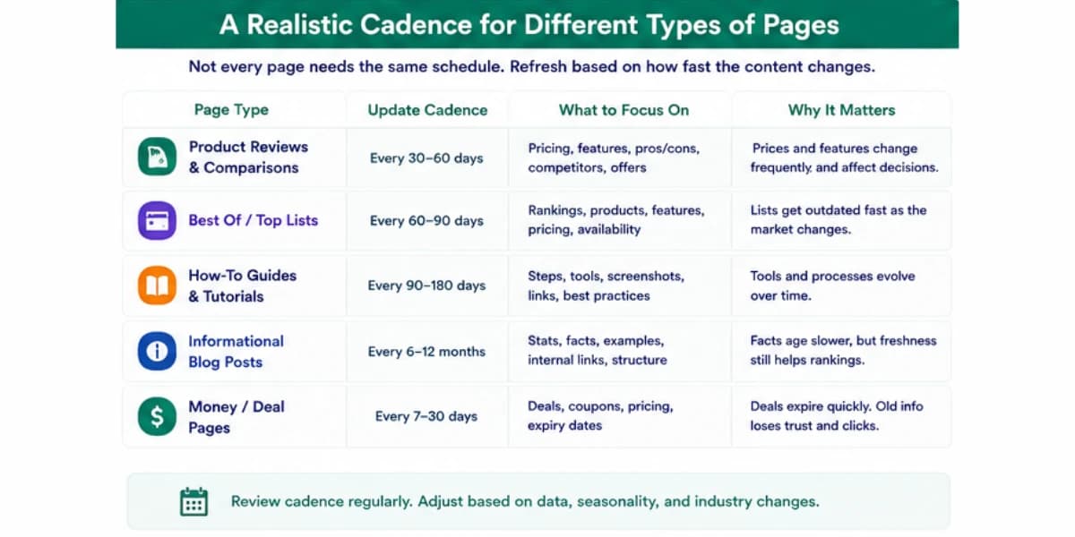 Realistic cadence for different pages