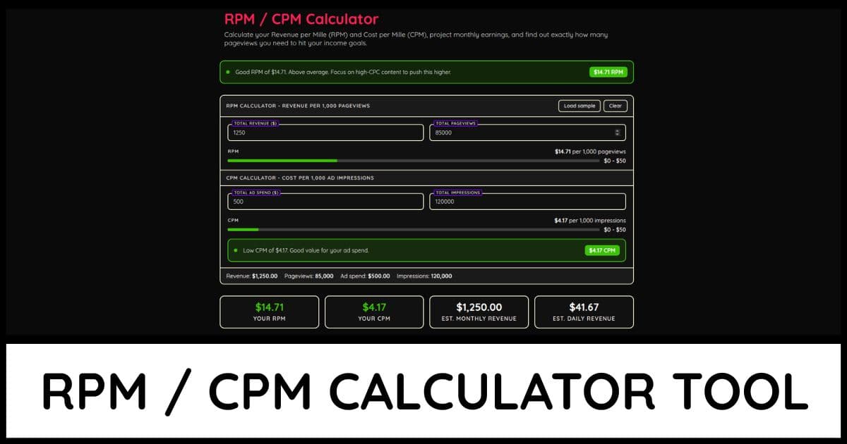 RPM / CPM Calculator