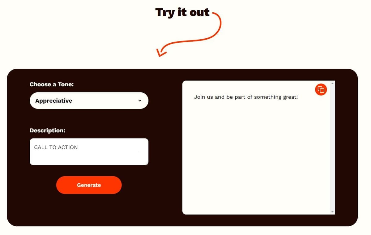 Rytr Call To Action Generator