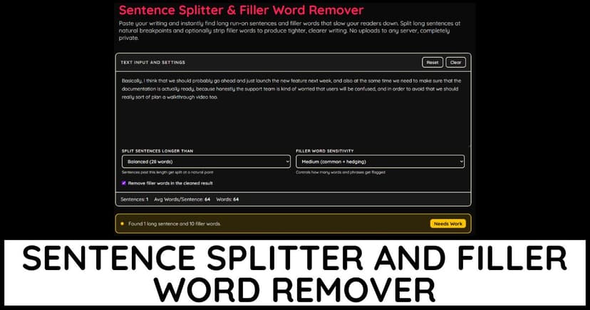 Sentence Splitter & Filler Word Remover