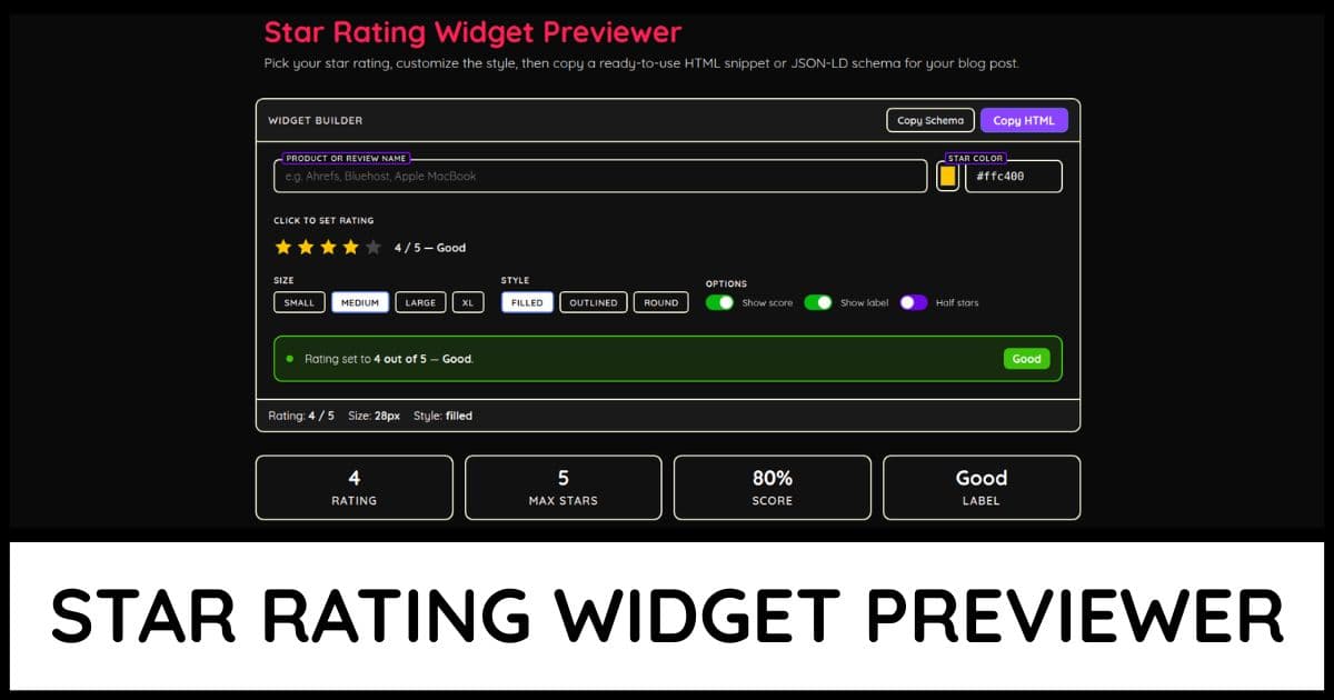 Star Rating Widget Previewer