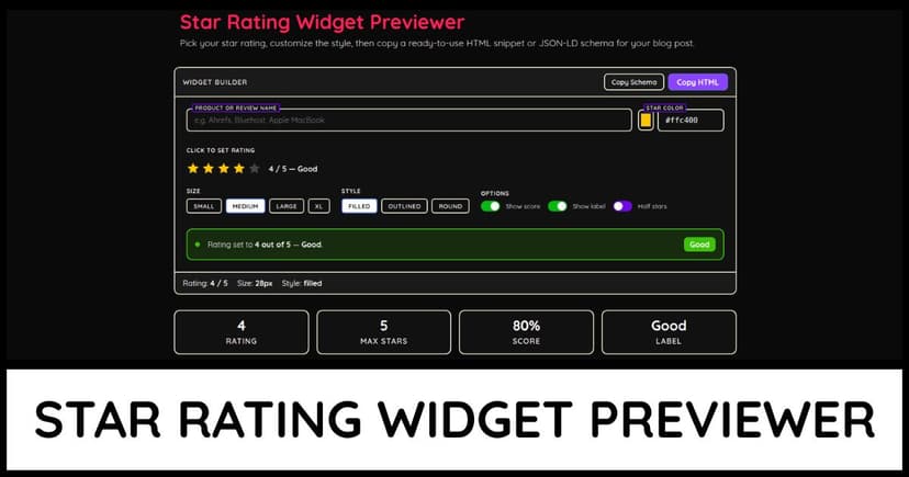 Star Rating Widget Previewer