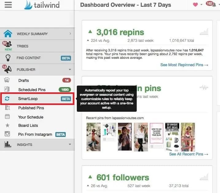 Tailwind SmartLoop Feature