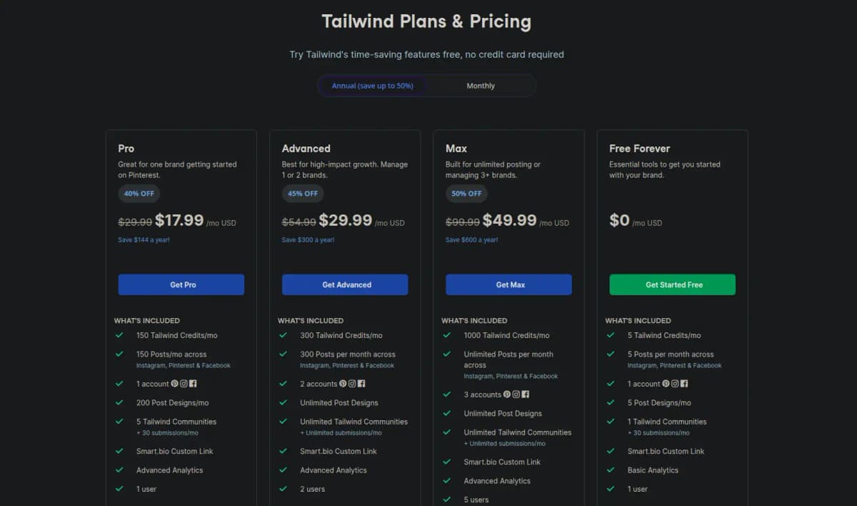 Tailwind Pricing Plans