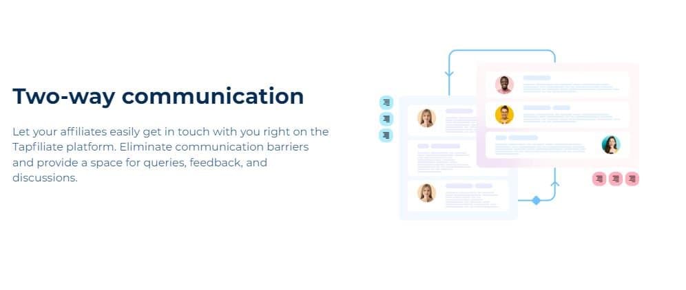Tapfiliate In-Platform Communication