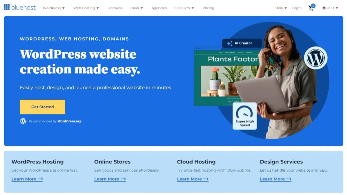 Bluehost cloud hosting