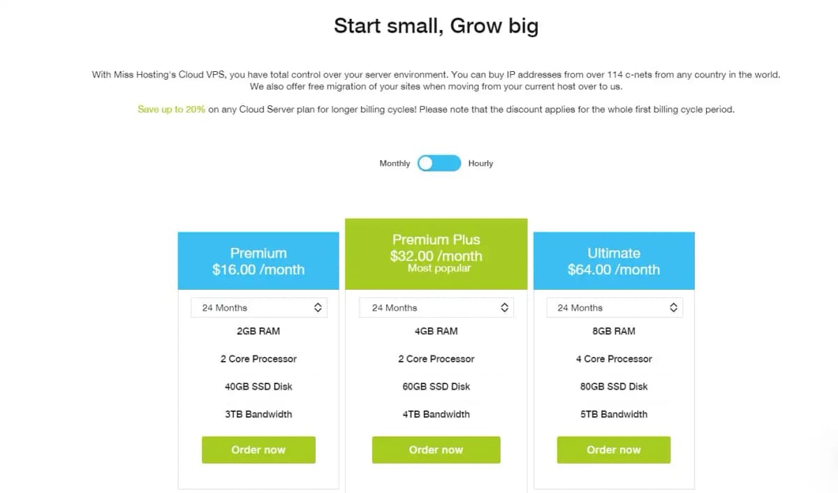 Miss Hosting pricing