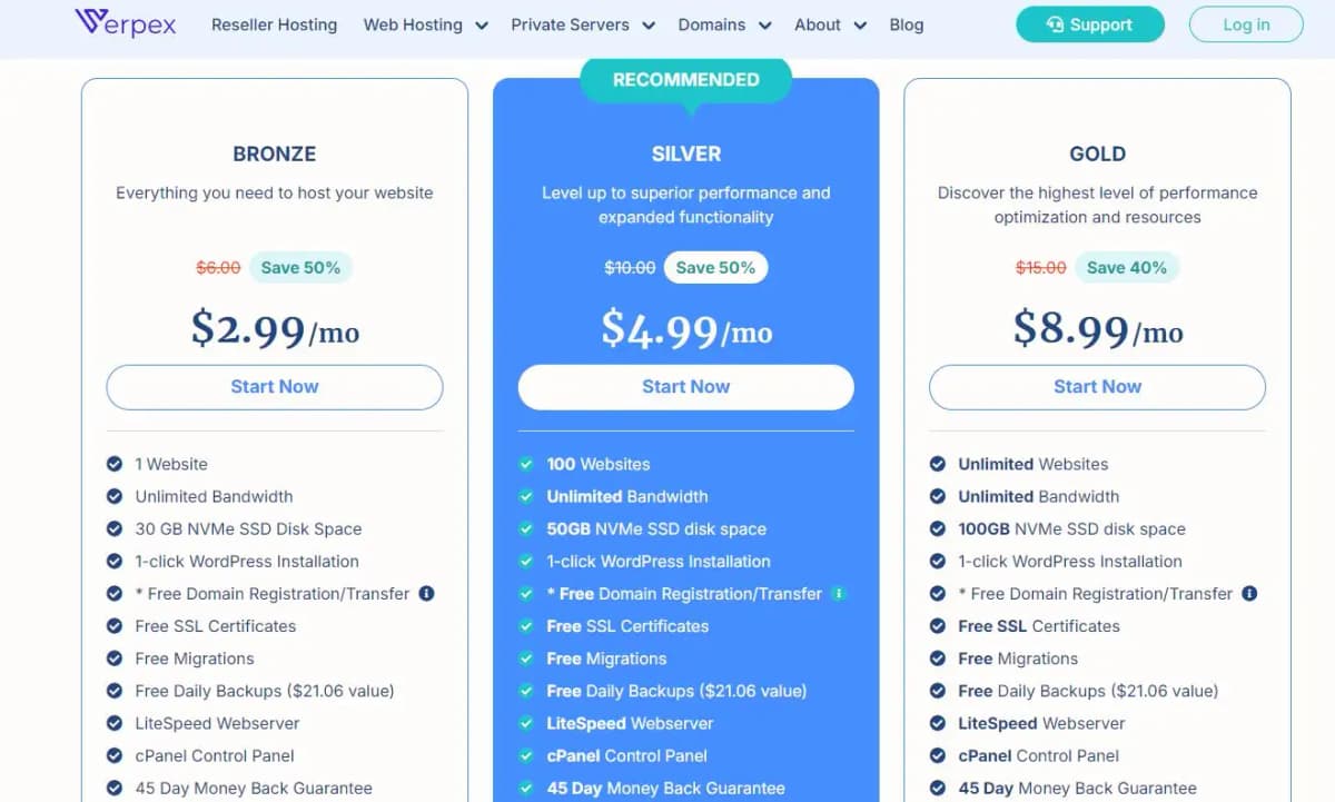 Verpex pricing