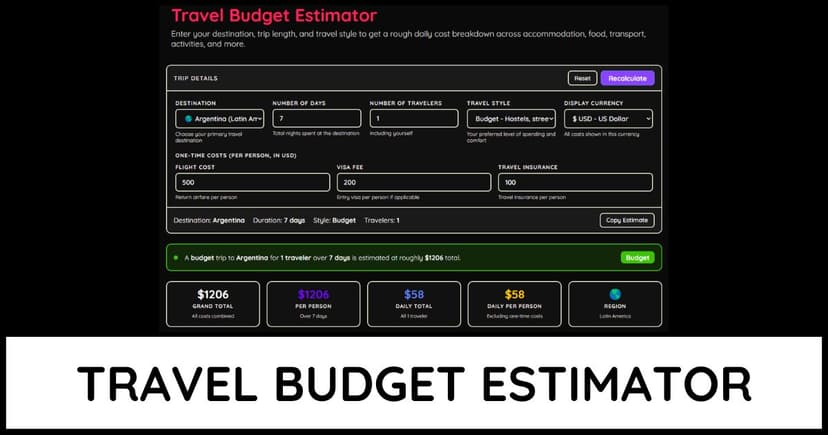 Travel Budget Estimator