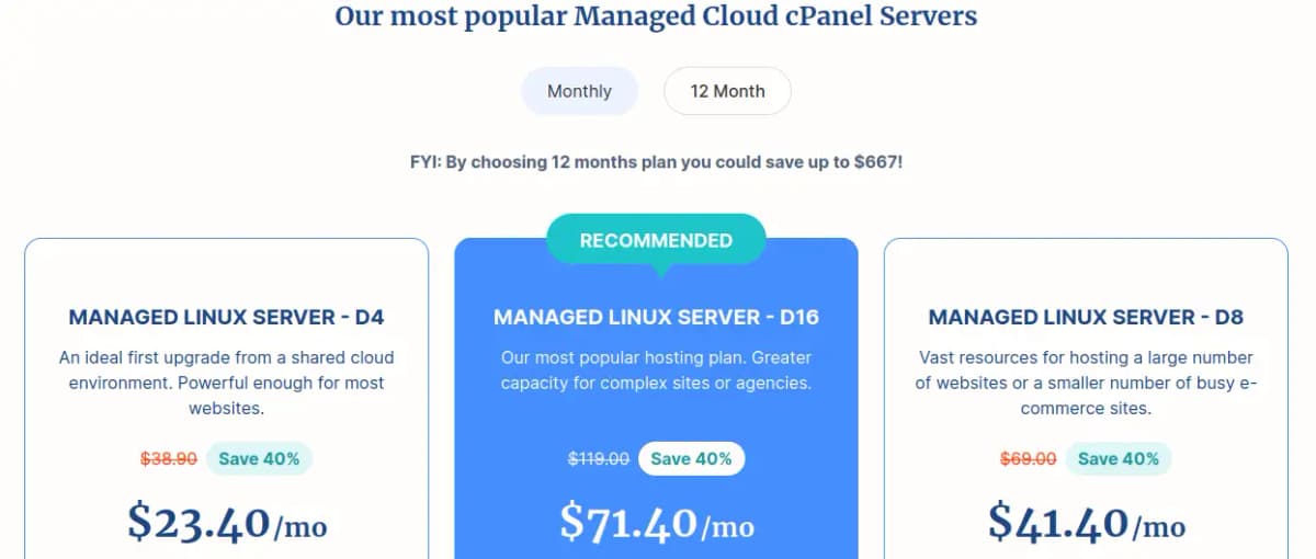 Verpex Managed Cloud Servers Plans
