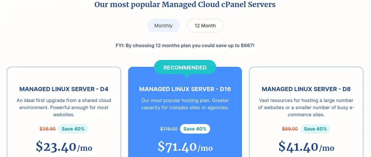 Verpex Managed Cloud Servers Plans